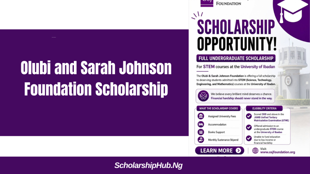 Olubi and Sarah Johnson Foundation Scholarship 2026 | Fully Funded Olubi and Sarah Johnson Foundation Scholarshi