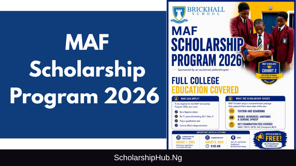 MAF Scholarship Program 2026 | Fully Funded Scholarship for Nigerian Pupils MAF Scholarship Program