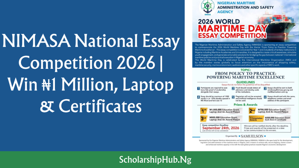 NIMASA National Essay Competition 2026 | Win ₦1 Million, Laptop & Certificates NIMASA National Essay Competition