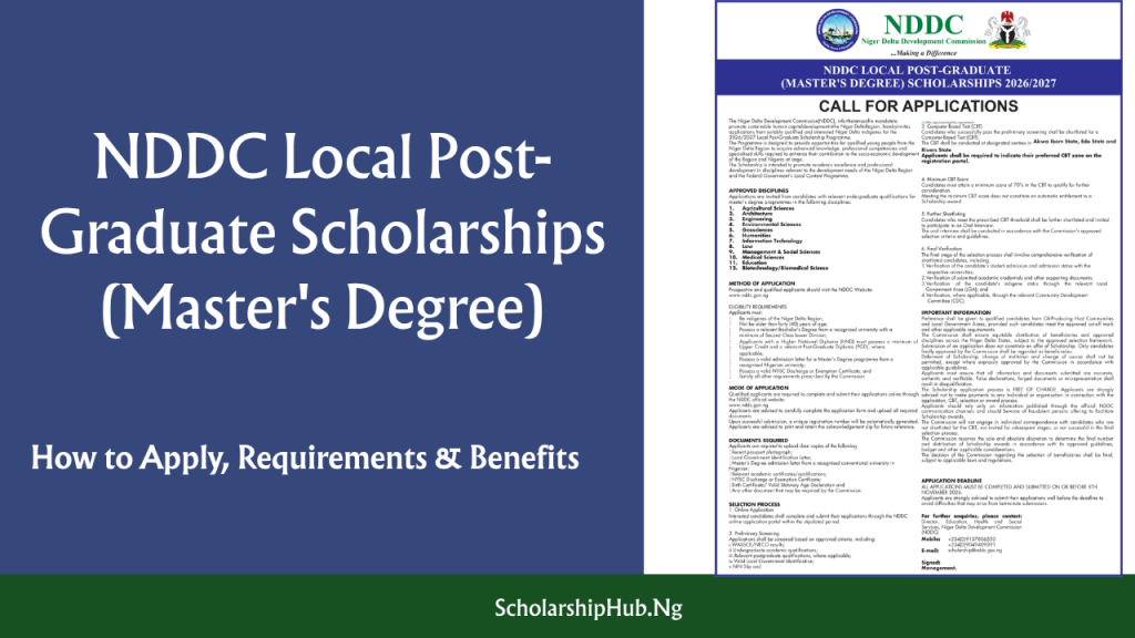 NDDC Local Post-Graduate Scholarship